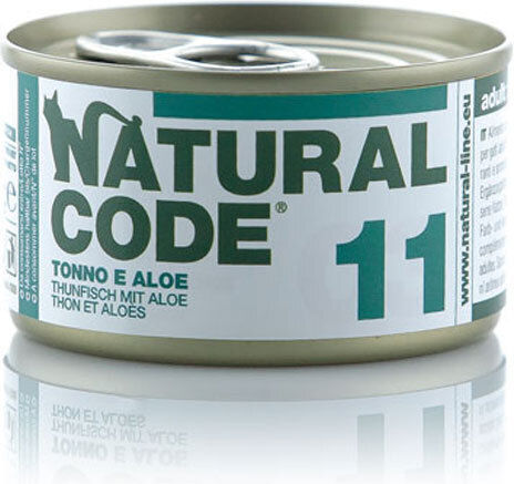 Natural Code 11 Wet Cat Food for Adult Cats in Cans with Tuna Gluten Free 85gr