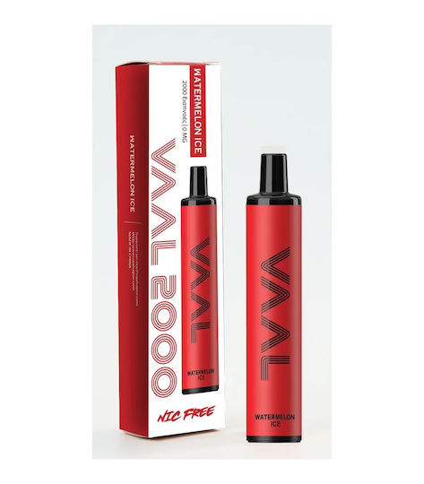 Vaal Țigară Electronică De Unică Folosință 2000 Inhalări Watermelon Ice Fără Nicotină 5ml Roșie