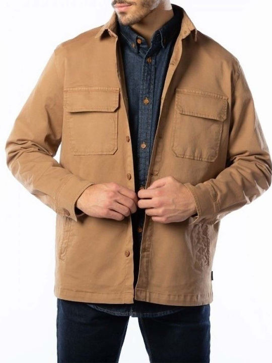 Camasa Barbat Mânecă Lungă Denim Overshirt În Regular Fit Tan