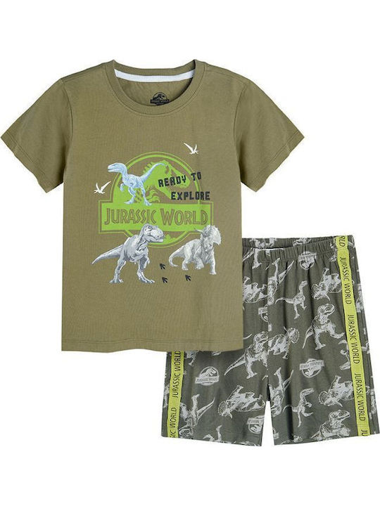 Cool Club Kinder Schlafanzug Sommerlich Baumwoll Khaki