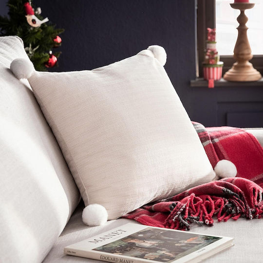 Gofis Home Christmas Decorative Square Pillowcase Ecru 43x43cm