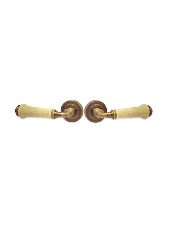 Conset Lever Middle Door with Rosette C1945 Pair Brass