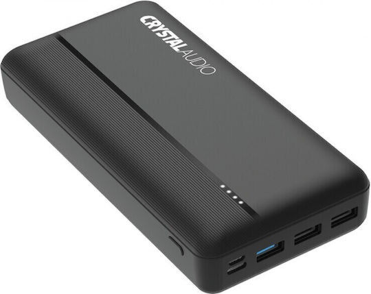 Crystal Audio PBK6K Power Bank 30000mAh 22.5W с 3 USB-A порта и USB-C порт Power Delivery Черен