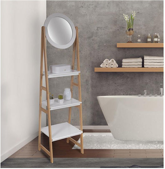 The Home Deco Factory Επιδαπέδια Ραφιέρα Μπάνιου Bamboo με 3 Ράφια 43x36x163cm