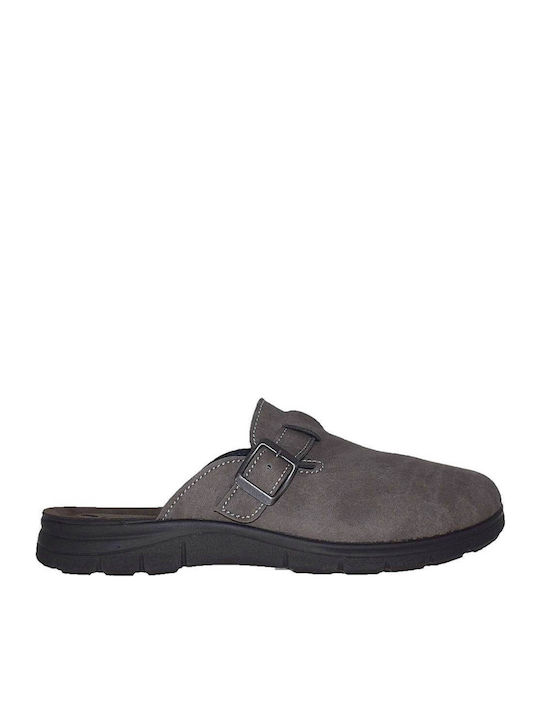 Herren Hausschuhe Leder Grau