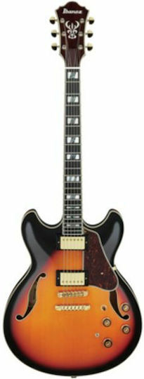 Ibanez AS113-BS Elektrische Gitarre ES mit HH Tonabnehmerkonfiguration Brown Sunburst mit Tasche