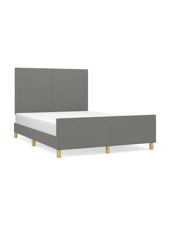 Κρεβάτι Διπλό Επενδυμένο με Ύφασμα Σκούρο Γκρι με Τάβλες για Στρώμα 140x190cm