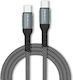 Qoltec Braided USB 2.0 Cable USB-C male - USB-C 100W Μαύρο 1m 52357