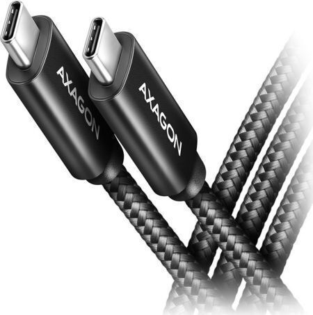 Axagon Braided USB 4 Video Cable USB-C Male - USB-C 100W PD Black 1m