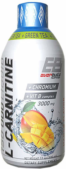 Everbuild Nutriton Liquid L-Carnitine + Green Tea 3000mg mit Geschmack Mango 500ml