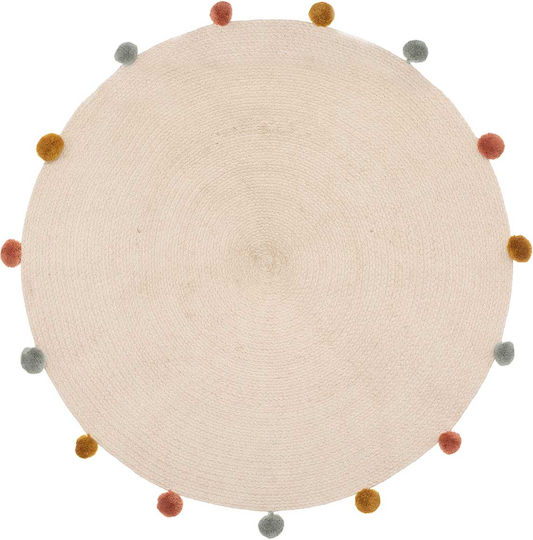 Arlequin Kinder Teppich Rosa Rund mit Durchmesser 90cm
