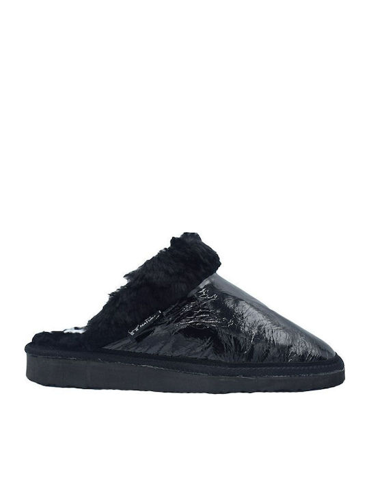 Soulis01 Leather Winter Women's Slippers Black