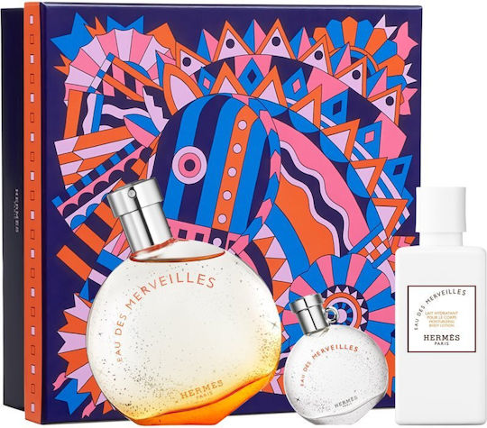Hermes Eau Des Merveilles Дамски Парфюмен Комплект с Лосион за Тяло 3 Бройки