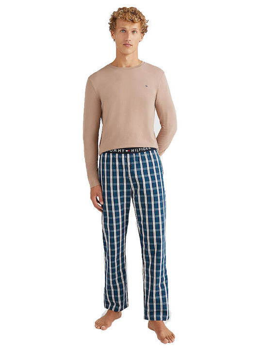 Tommy Hilfiger Χειμερινή Ανδρική Πιτζάμα Βαμβακερή Μπεζ
