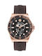 Philipp Plein The Skull Diver Watch Battery with Brown Rubber Strap