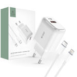 Tech-Protect Φορτιστής με Θύρα USB-A και Θύρα USB-C και Καλώδιο Lightning 20W Power Delivery / Quick Charge 3.0 Λευκός (C20W)