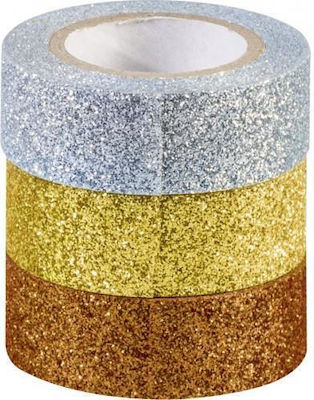 Heyda Adhesive Decoration Tape 3pcs Glitter Adhesive Tape (Gold, Silver, Bronze)