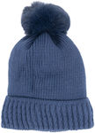 Verde Pom Pom Beanie Beanie with Knit in Blue c...