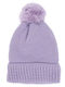 Pom Pom Beanie Beanie with Knit in Lilac color
