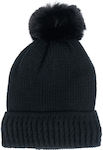 Verde Pom Pom Beanie Beanie with Knit in Black ...