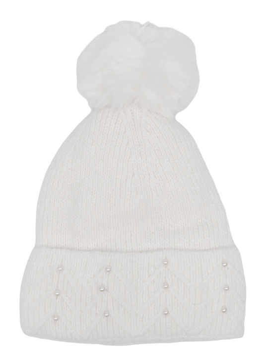 Verde 12-0331 Beanie Cap with Braid White