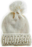 Verde Pom Pom Beanie Γυναικείος Σκούφος σε Λευκ...