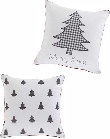 Kentia Christmas Decorative Square Pillowcase White Grey 50x50cm