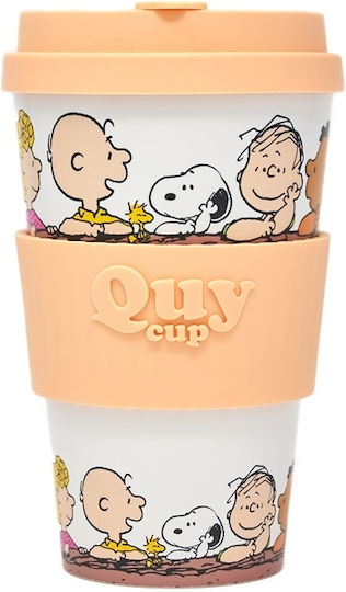 QuyCup Snoopy Bamboo Cup with Lid Multicolour 400ml