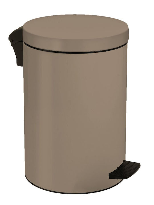 Pam & Co Metallic Toilet Bin with Soft Close Lid 12lt Beige