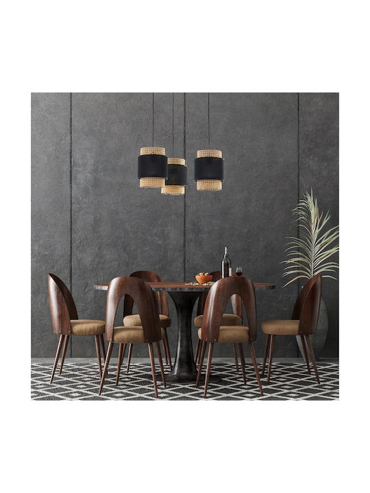 TK Lighting Boho Pendant Light Black Boho Rail with Socket E27 70x130cm