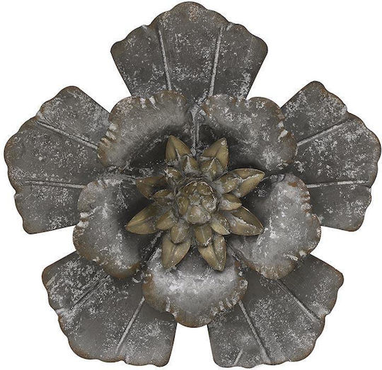 Inart Wanddekoration Blume Silber/Gold aus Metall 36,5x5x36cm