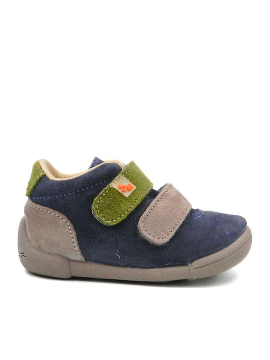 Suede Kids Boots with Velcro Blue