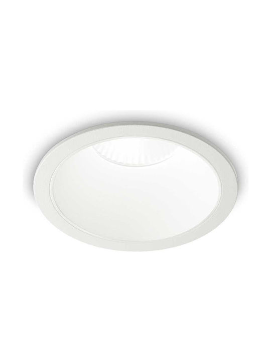 Ideal Lux Στρογγυλό Μεταλλικό Χωνευτό Σποτ με Ενσωματωμένο LED και Φυσικό Λευκό Φως Λευκό 8.5x8.5εκ. 1τμχ