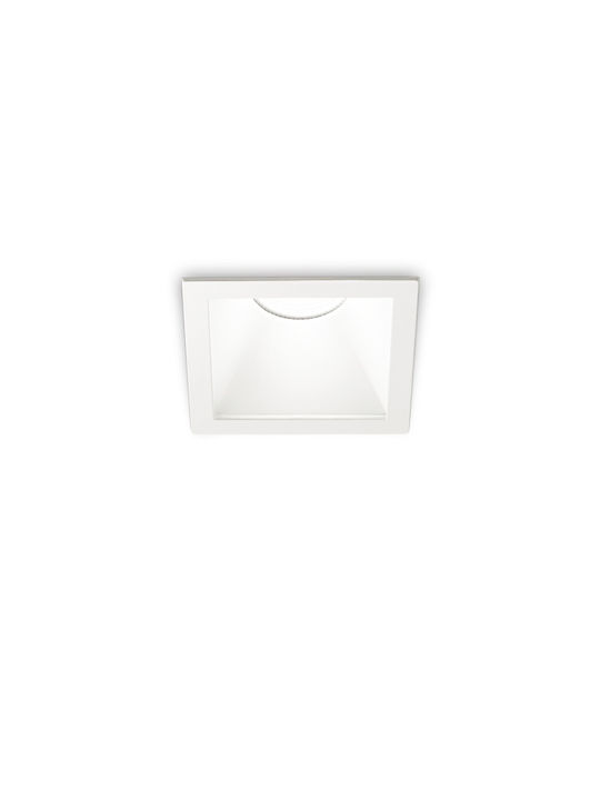 Ideal Lux Τετράγωνο Μεταλλικό Χωνευτό Σποτ με Ενσωματωμένο LED και Θερμό Λευκό Φως Λευκό 8.4x8.4εκ. 1τμχ