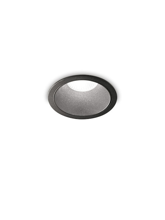 Ideal Lux Round Metallic Recessed Spot with Integrated LED and Warm White Light Black 8.5x8.5cm. 1pcs