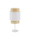 TK Lighting Boho Stoff Tischlampe für Fassung E27 mit Weiß Schirm und Basis