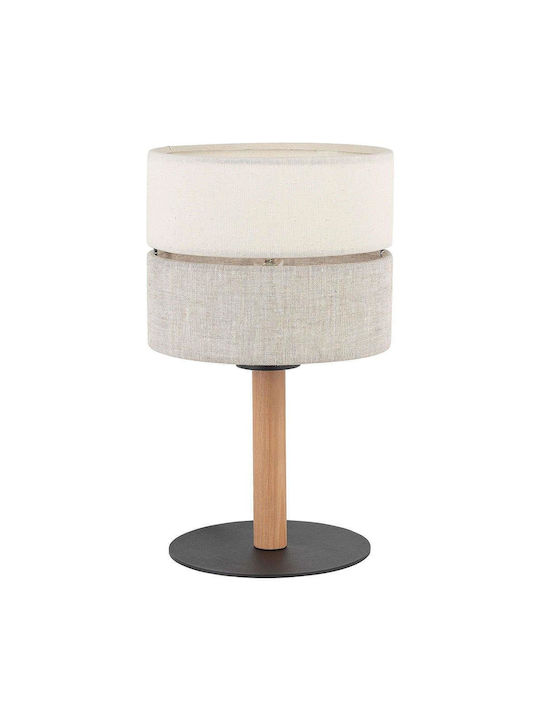 TK Lighting Eco Wood Table Lamp for Socket E27 with Beige Shade and Brown Base