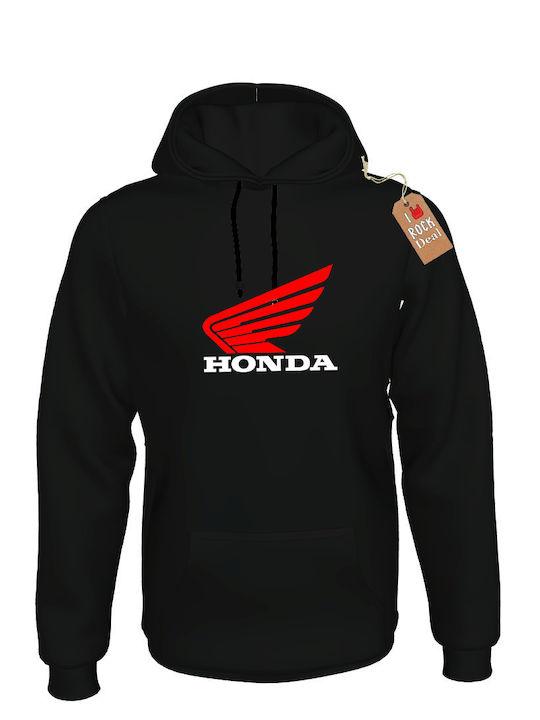 Rock Deal Honda Ανδρικό Φούτερ με Κουκούλα Μαύρο