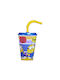 Stor Minion Glass Water made of Plastic in Blue Color with straw 430ml