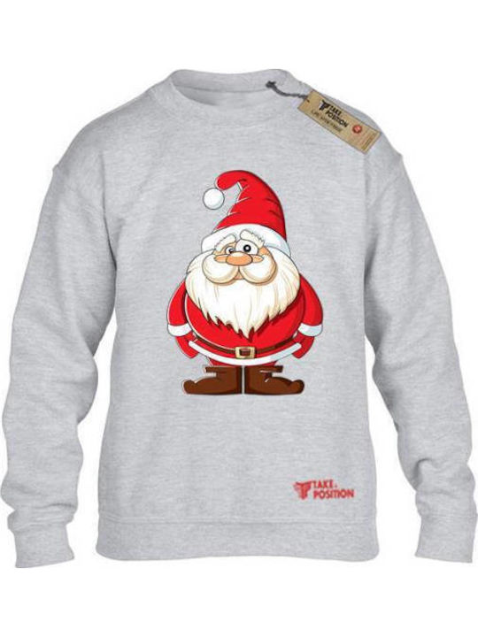 Kids Sweatshirt Gray Christmas Santa Claus Cartoon