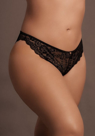 Le Désir Claire Γυναικείο Sexy Brazil Elastic Lace Brief with Golden Details Black