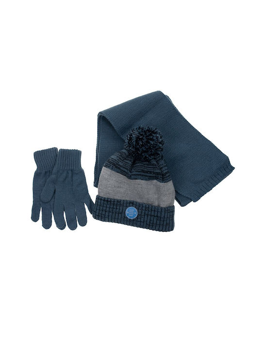 Kinder Beanie Set Schal-Handschuhe-Beanie 22180-10 (9-15 Jahre alt) Blau Türkis