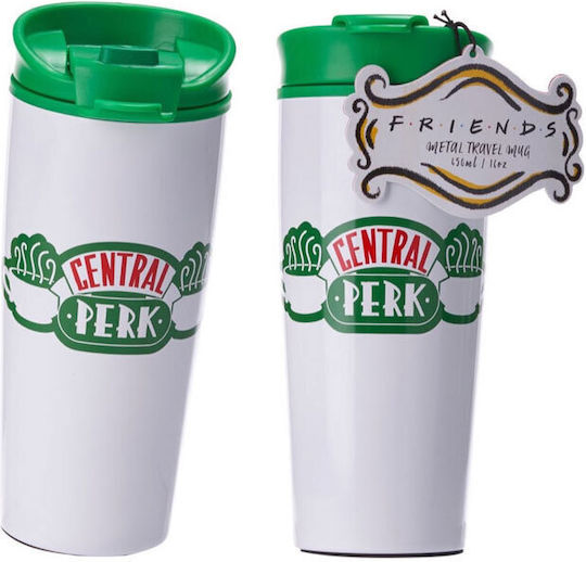 Pyramid Friends Central Perk Ποτήρι Θερμός Ανοξείδωτο 450ml Λευκό με Επιστόμιο