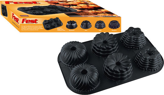 Fest Formă de Patiserie pentru Chec Rotund din Aluminiu 6 Locuri 34.5x22.5x4.6buc 1buc
