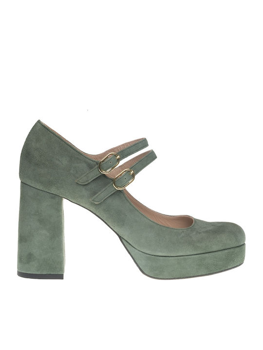 Suede Γόβες με Λουράκι OLIVE