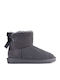 Suede Women's Ankle Boots with Fur Gray