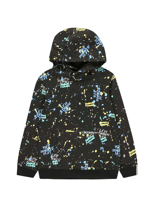 Levi's Kinder Sweatshirt mit Kapuze und Taschen Schwarz