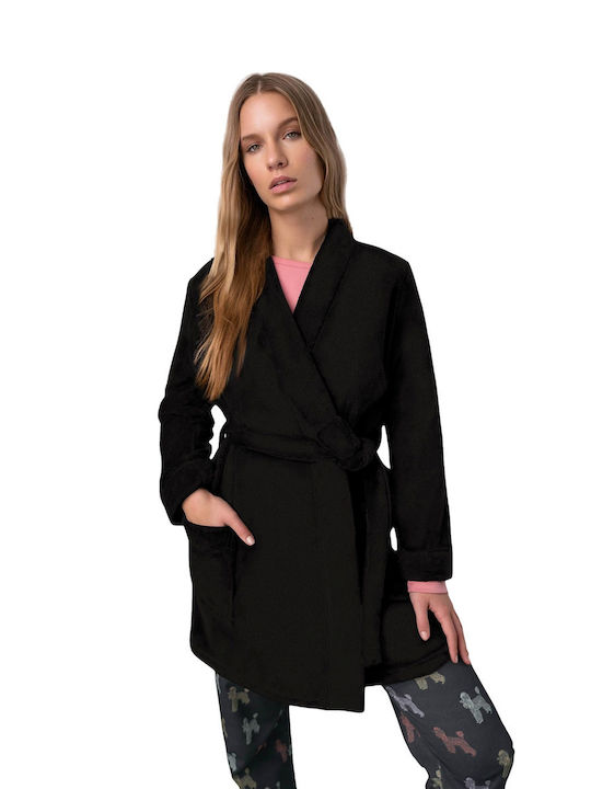 Vamp Winter Damen Vlies Robe Schwarz