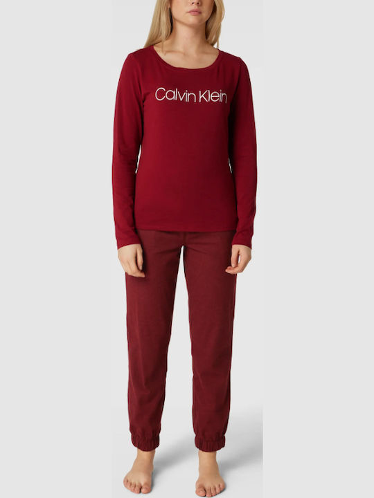 Calvin Klein Χειμερινό Γυναικείο Σετ Πιτζάμας Βαμβακερό Red Carpet
