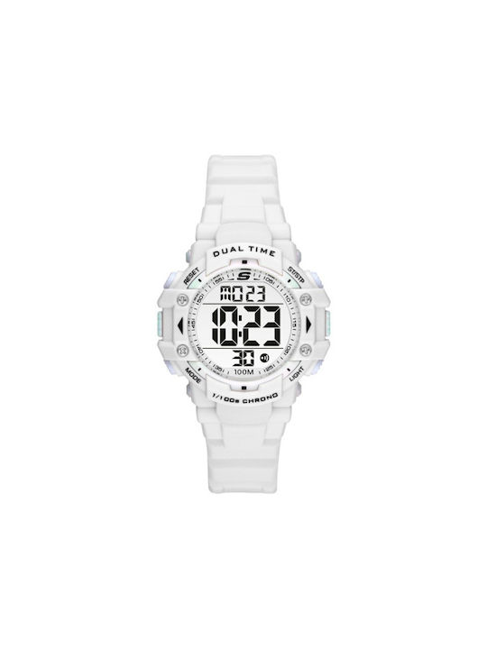 Skechers Digital Watch Chronograph Battery with White Rubber Strap